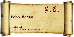 Hahn Berta névjegykártya